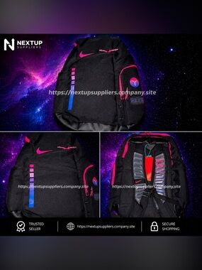 Nike Black Backpack with Pink & Blue Accents